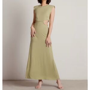 Olive‎ Green Cut-Out Maxi Dress